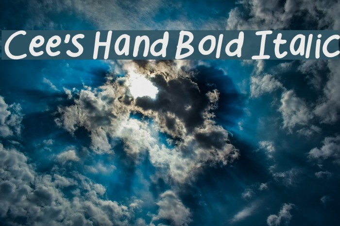 Cee's Hand Bold Italic Font examples