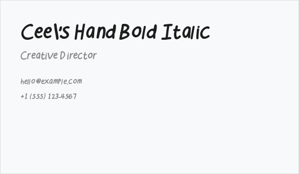 Cee's Hand Bold Italic Business Card