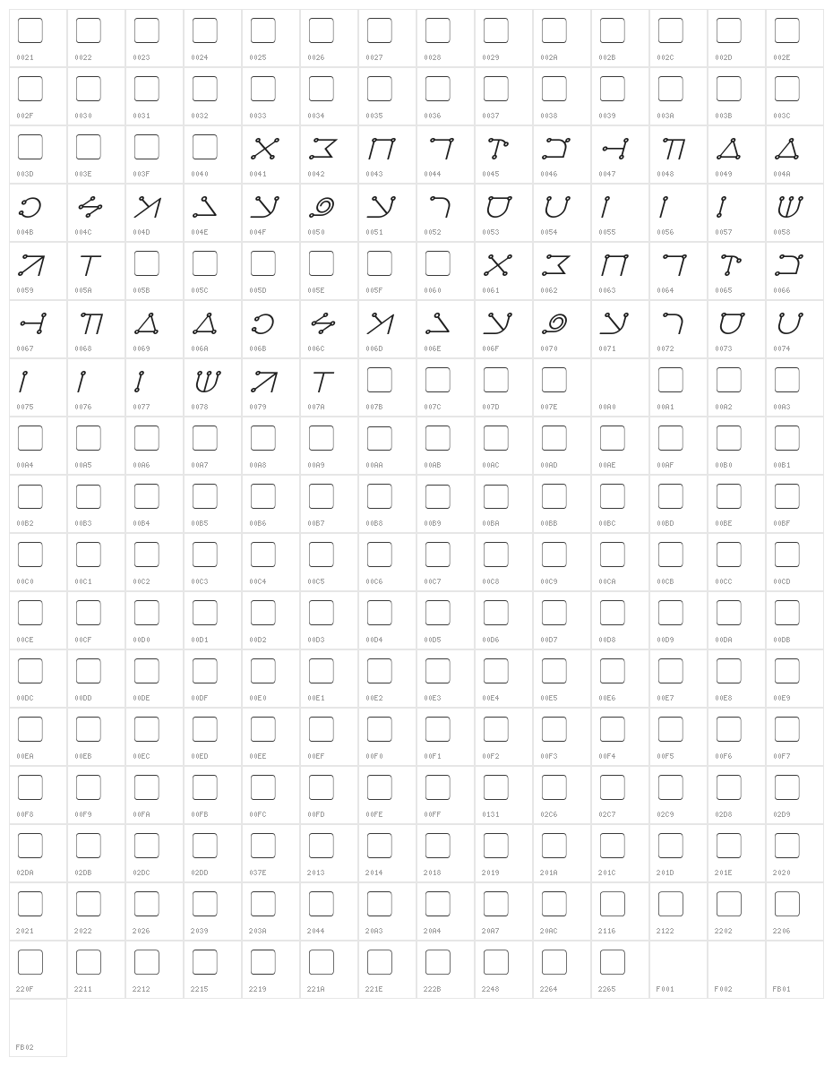 Celestial Bold Italic Character Map
