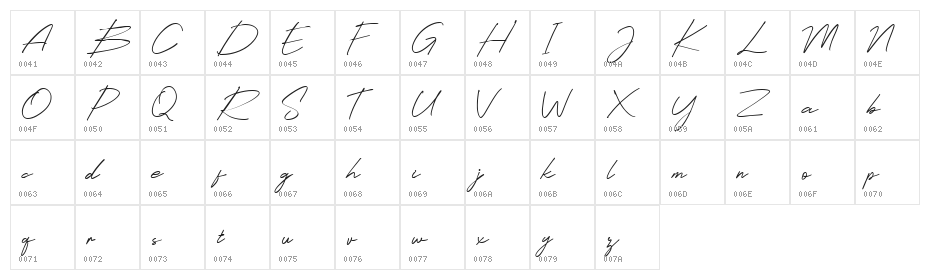 Celine Peach Free Script Character Map