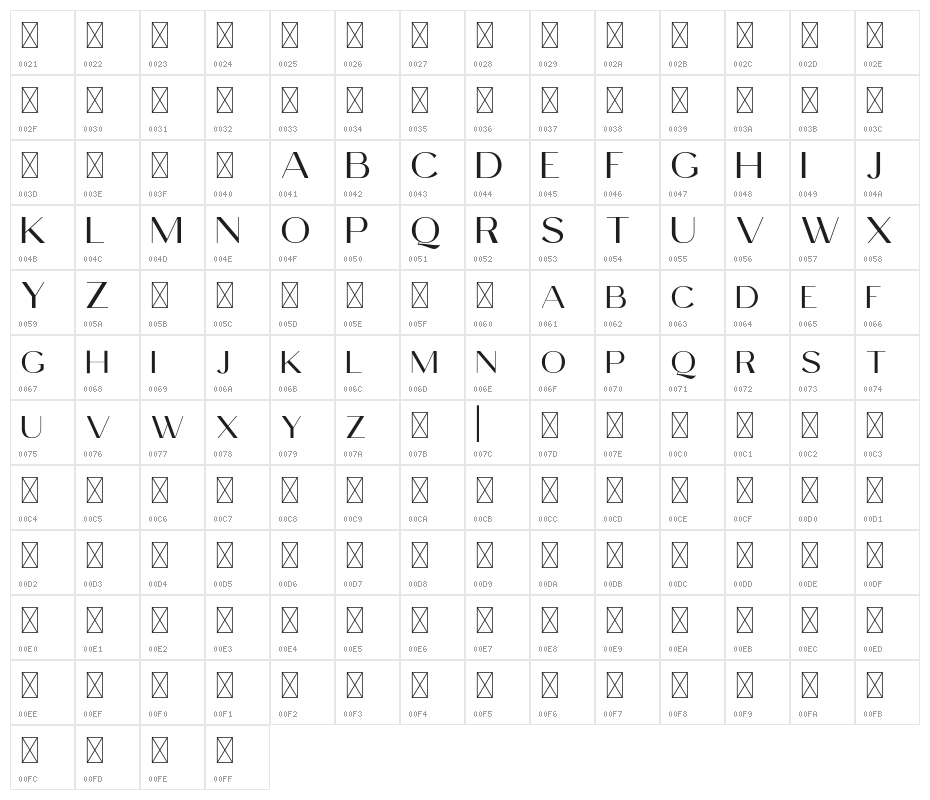 CelinePeachFree-Sans Character Map