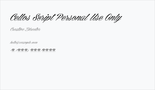 Cellos Script Personal Use Only Business Card