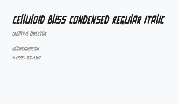 Celluloid Bliss Condensed Regular Italic Business Card
