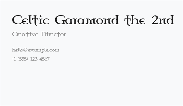 Celtic Garamond the 2nd Business Card