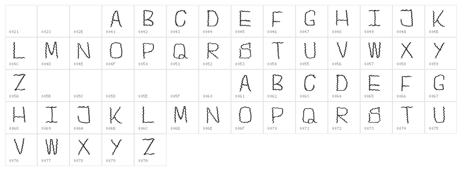 Centipede-Regular Character Map
