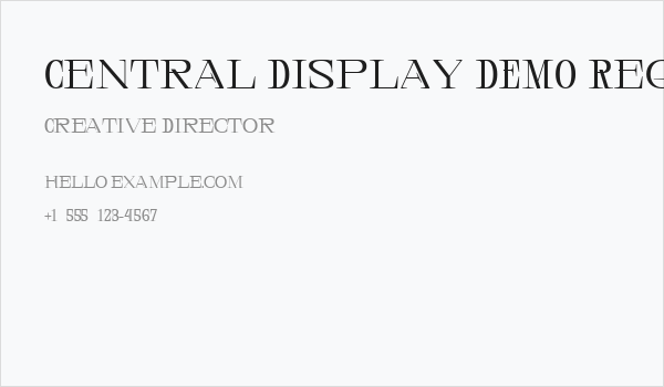 Central Display DEMO Regular Business Card