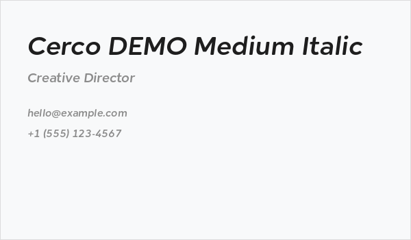 Cerco DEMO Medium Italic Business Card