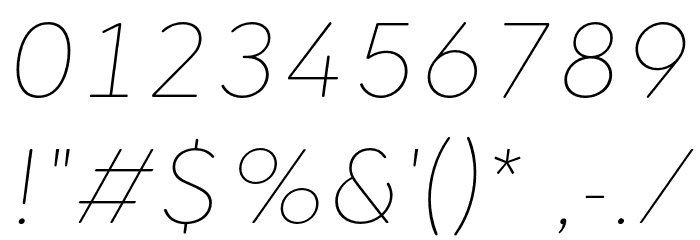 Cerco DEMO Thin Italic Font OTHER CHARS