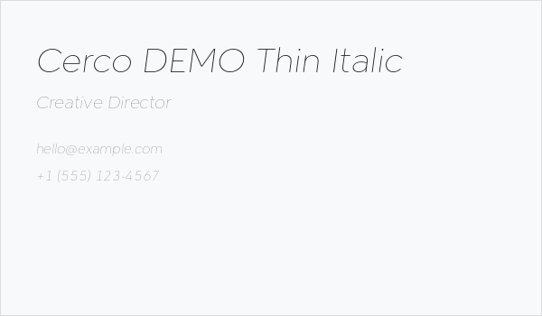 Cerco DEMO Thin Italic Business Card