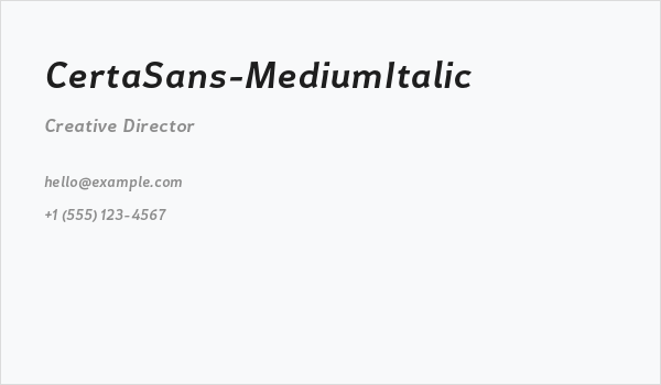 CertaSans-MediumItalic Business Card