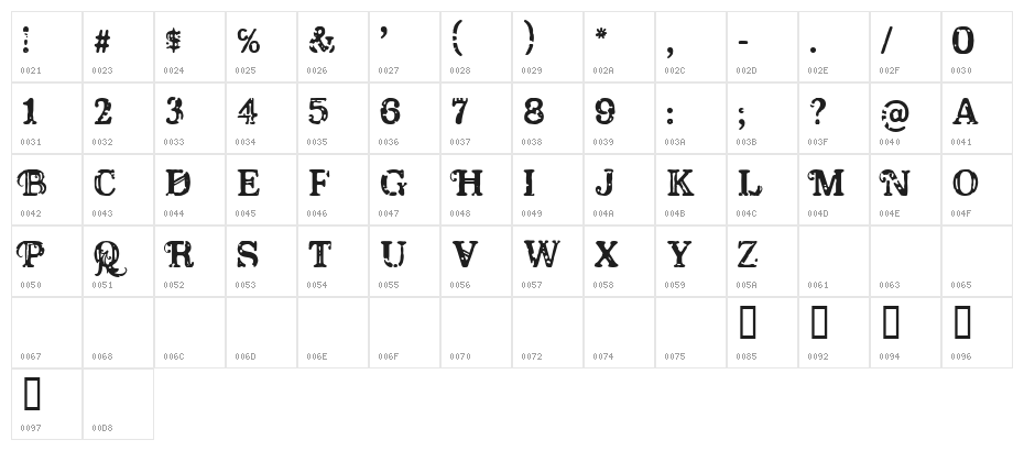 CF America Regular Character Map