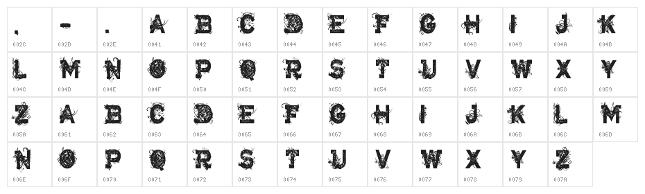 CF Armageddon Regular Character Map