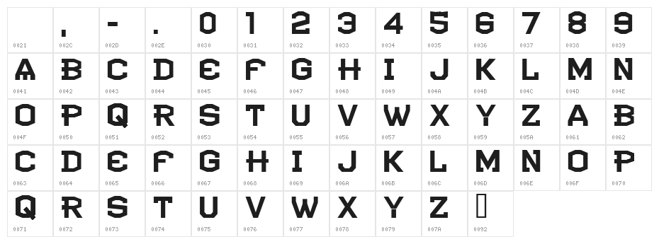 CF Atlantide Regular Character Map