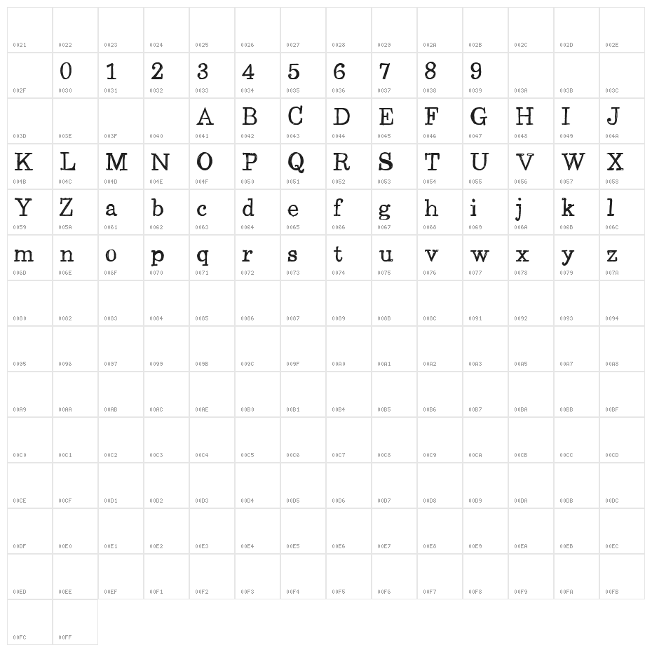 CF Back to School Regular Character Map
