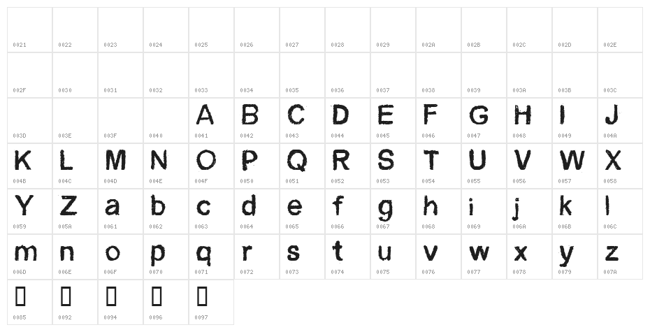 CF Blackboard Personal Regular Character Map