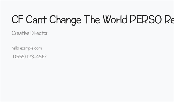 CF Cant Change The World PERSO Regular Business Card