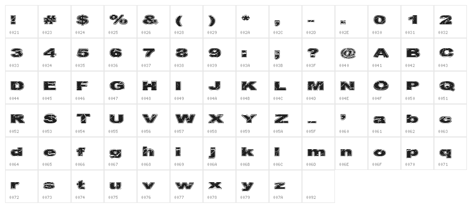 CF Cracked Stone Regular Character Map