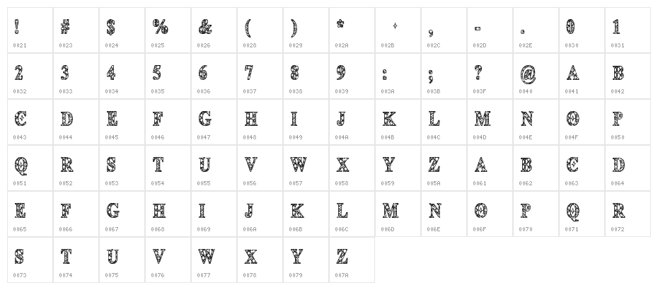 CF Deco 1492 Regular Character Map