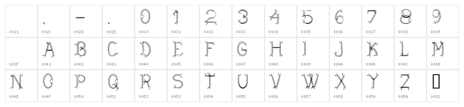 CF Dwarf Regular Character Map