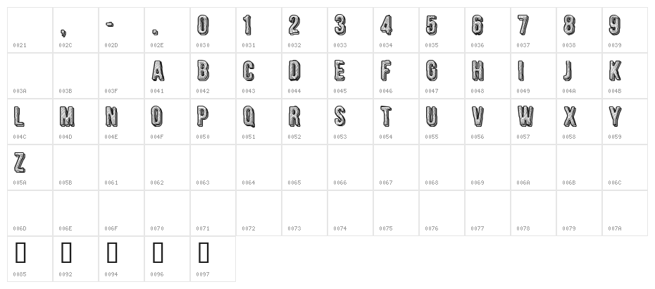 CF Engraved Regular Character Map