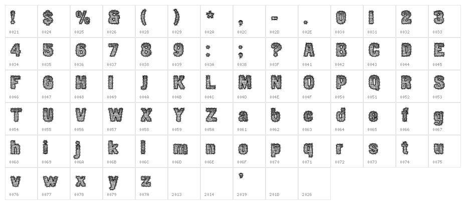 CF Etoffe du Pays PERSONAL Regular Character Map