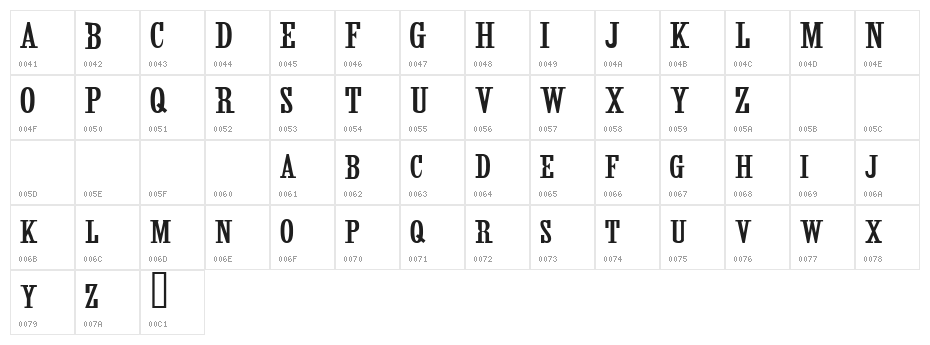 CF Fashion Regular Character Map