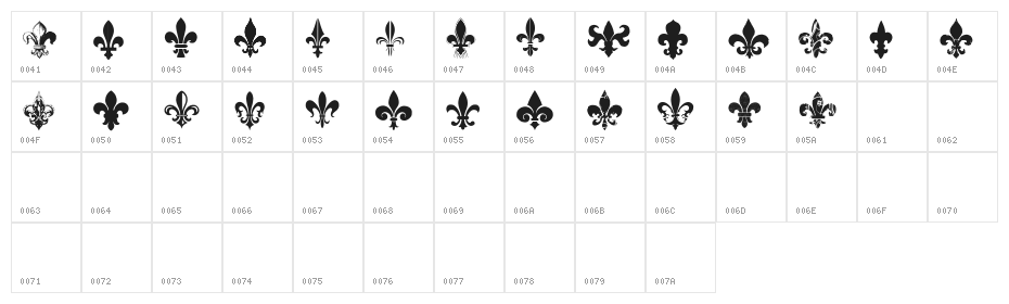 CF Fleurs de Lys Regular Character Map