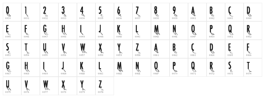 CF Font Shading  Regular Character Map
