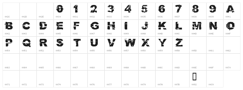 CF Glitch City Regular Character Map