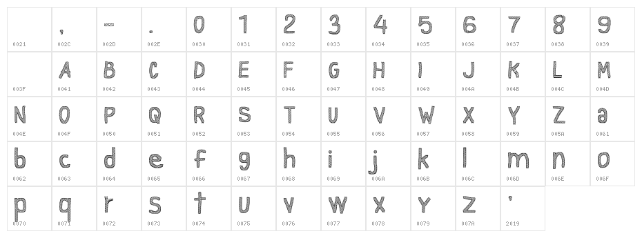 CF Gray Texture Regular Character Map