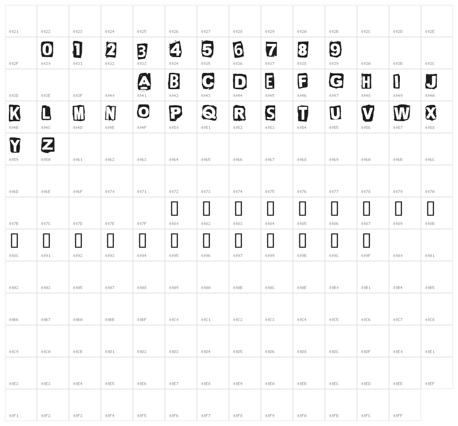 CF Green Corn Regular Character Map