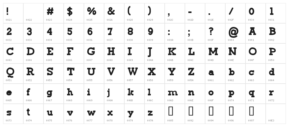 CF Green Monster Regular Character Map