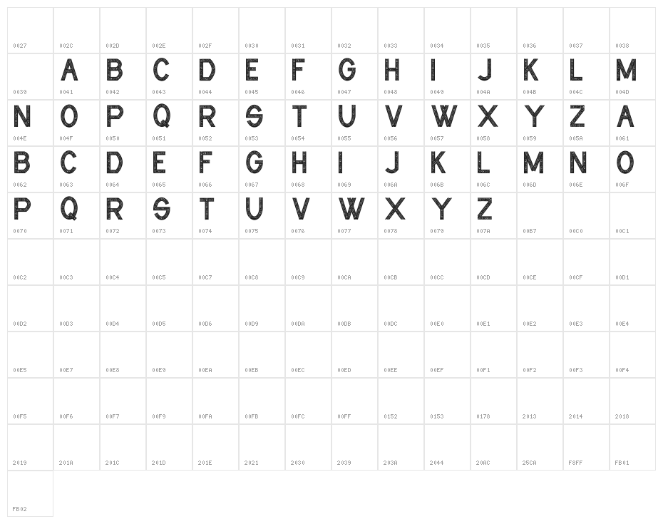 CF Industrial Fabrics Regular Character Map