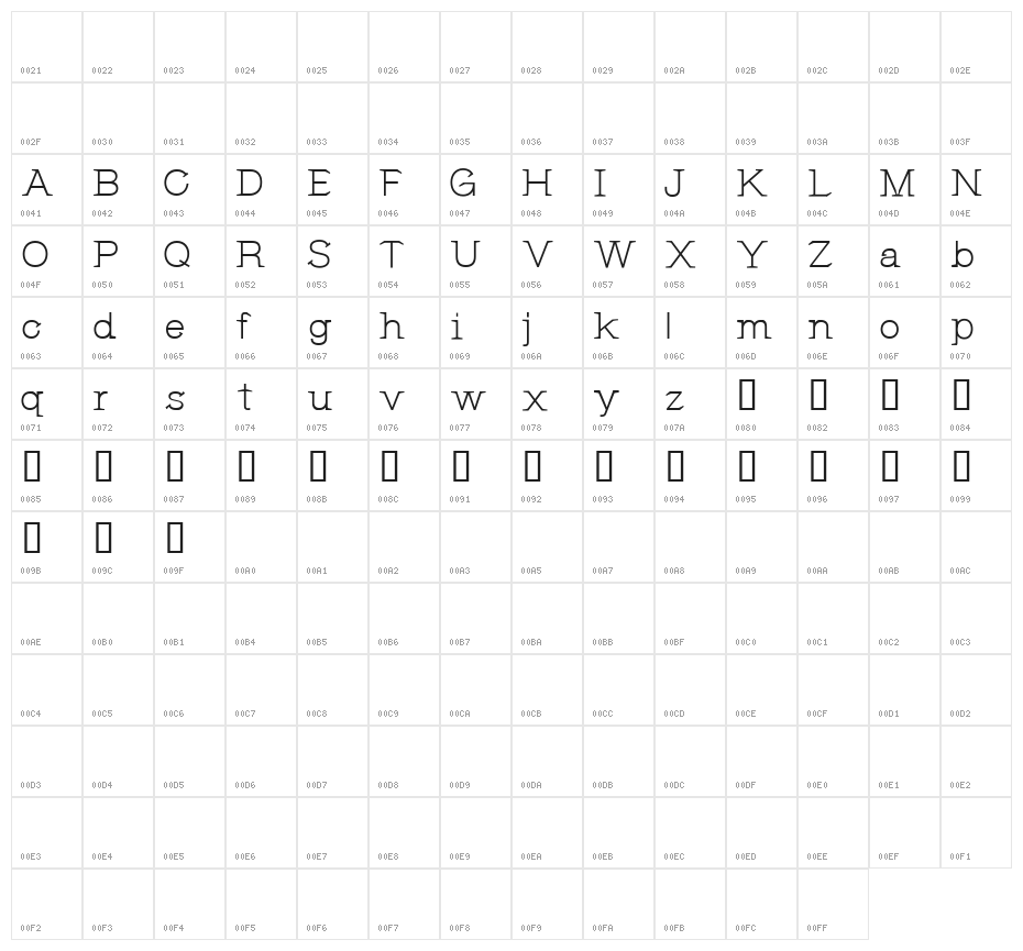 CF Jeanne Mance Regular Character Map