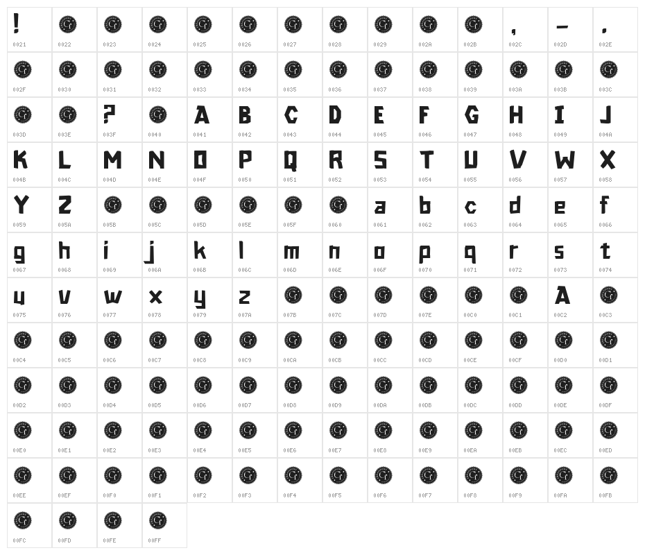 CF Kremzin Demo Regular Character Map