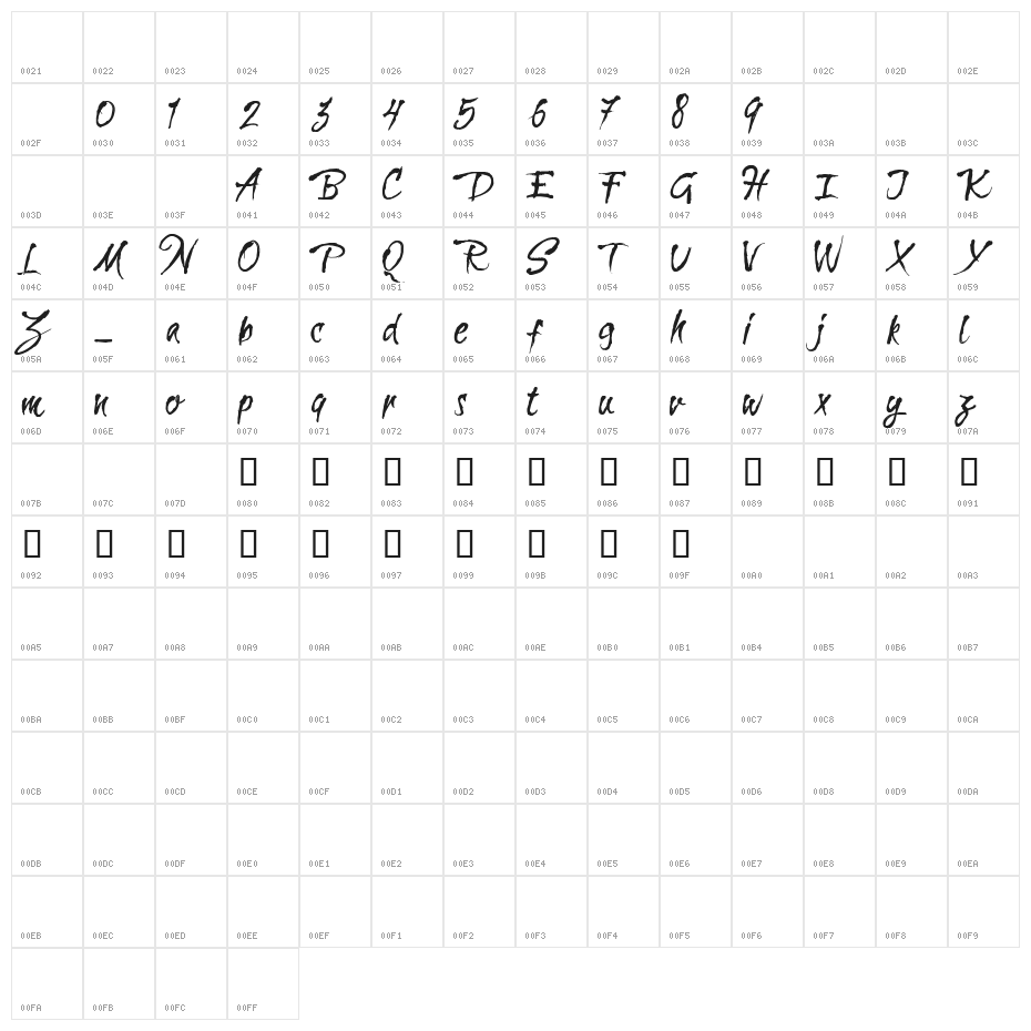 CF La Sorciere Noire Regular Character Map
