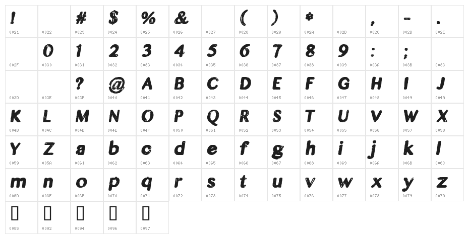 CF Legends of the Fall Regular Character Map