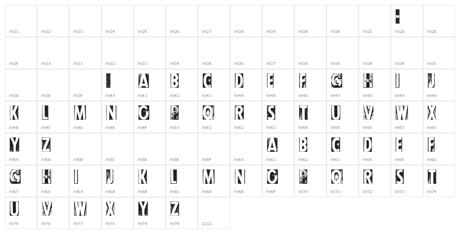 CF Letterpress Type PERSONAL Regular Character Map