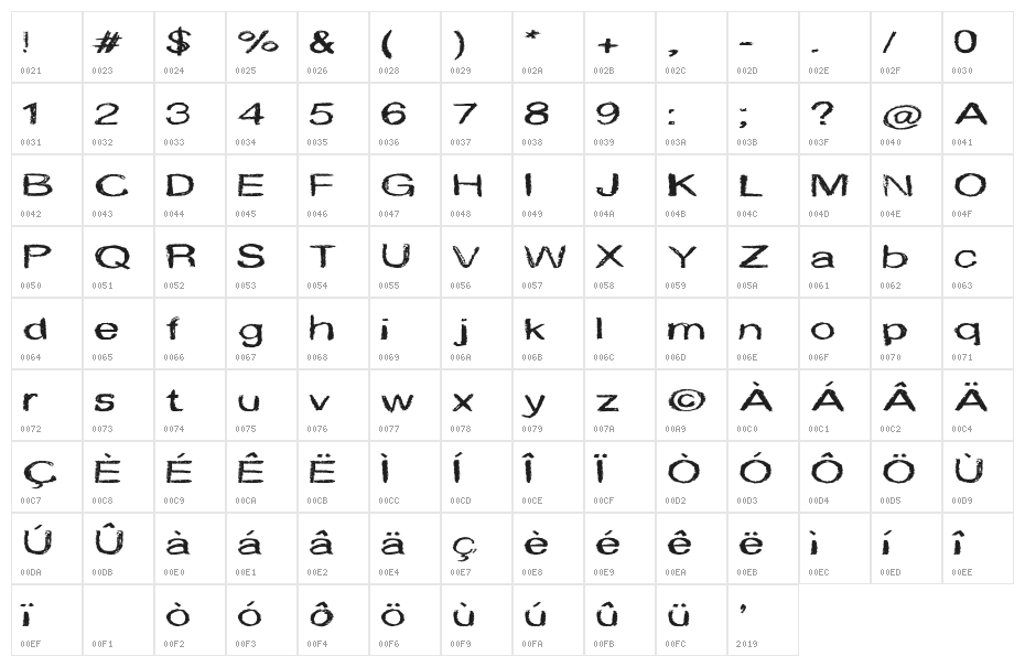 CF Marie Eve Regular Character Map