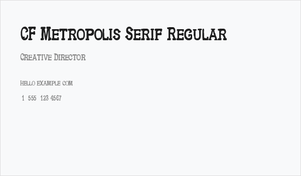 CF Metropolis Serif Regular Business Card
