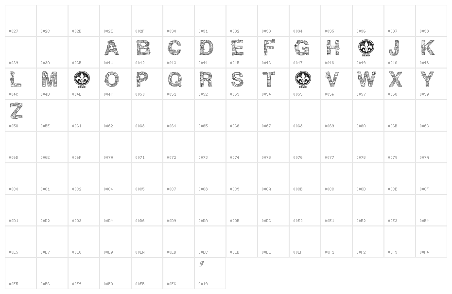 CF Motherboard DEMO Regular Character Map