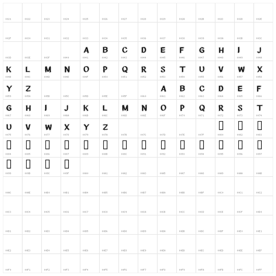 CF National Stitches Regular Character Map