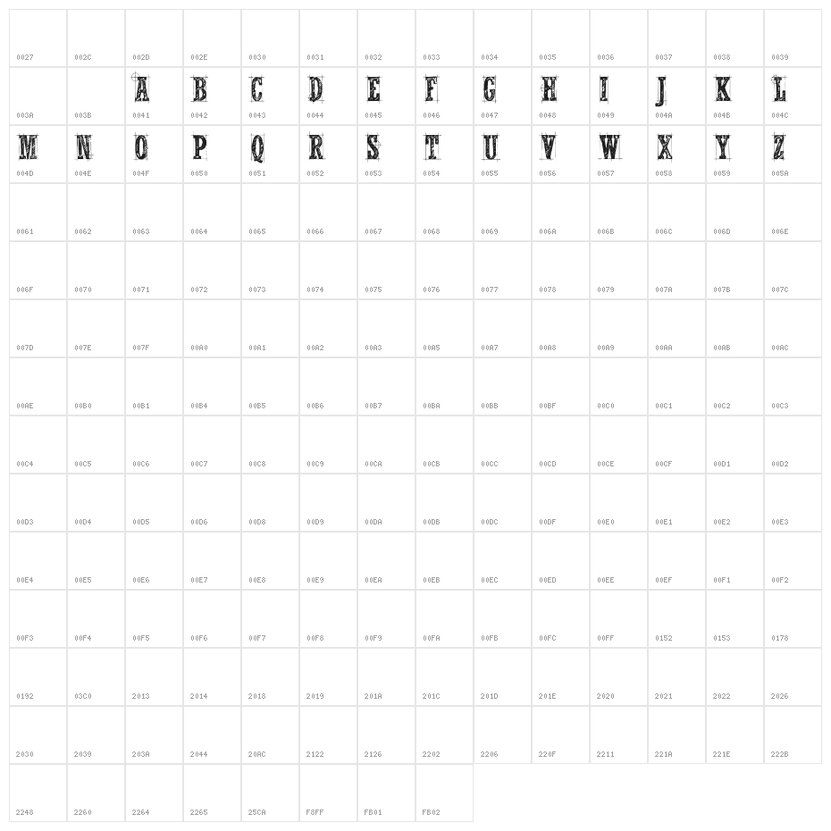 CF Nelson Old Caracters Regular Character Map