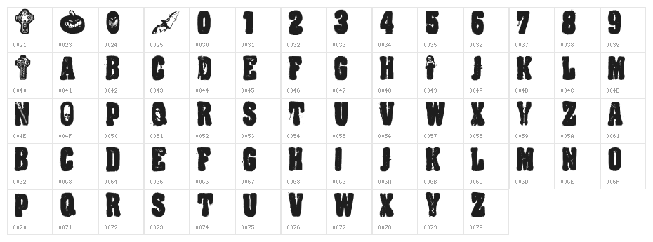 CF Night Of The Damned Regular Character Map