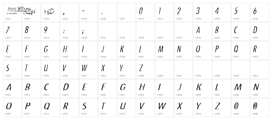 CF Old Photograph Credit Regular Character Map
