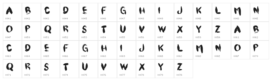 CF Pinceau Regular Character Map