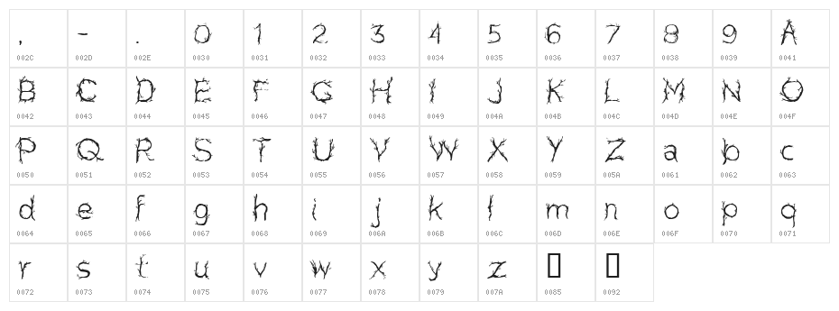 CF Pretty Trees Regular Character Map
