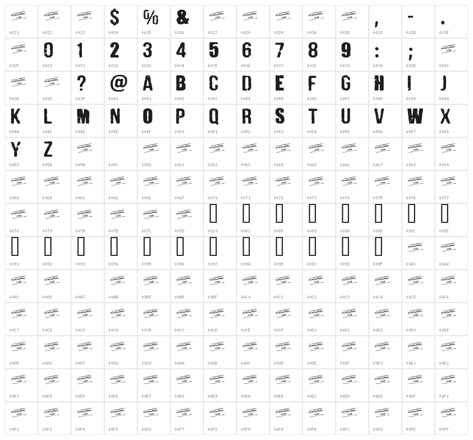 CF Punk Fashion PERSONAL Regular Character Map