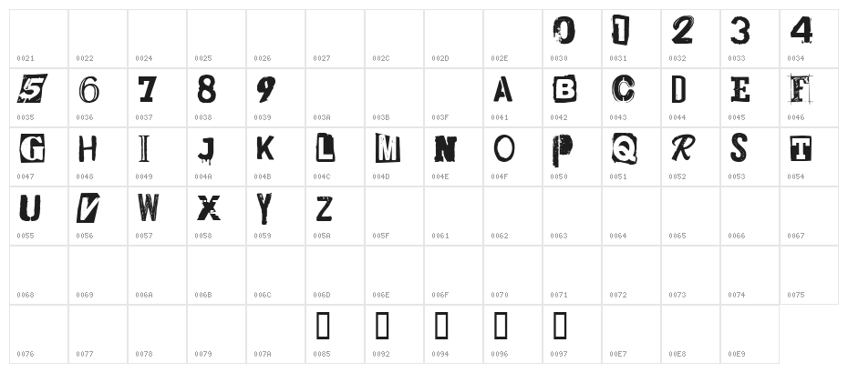 CF Punk Posters PERSONAL Regular Character Map