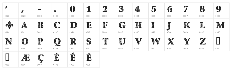 CF Quebec Stamp Regular Character Map